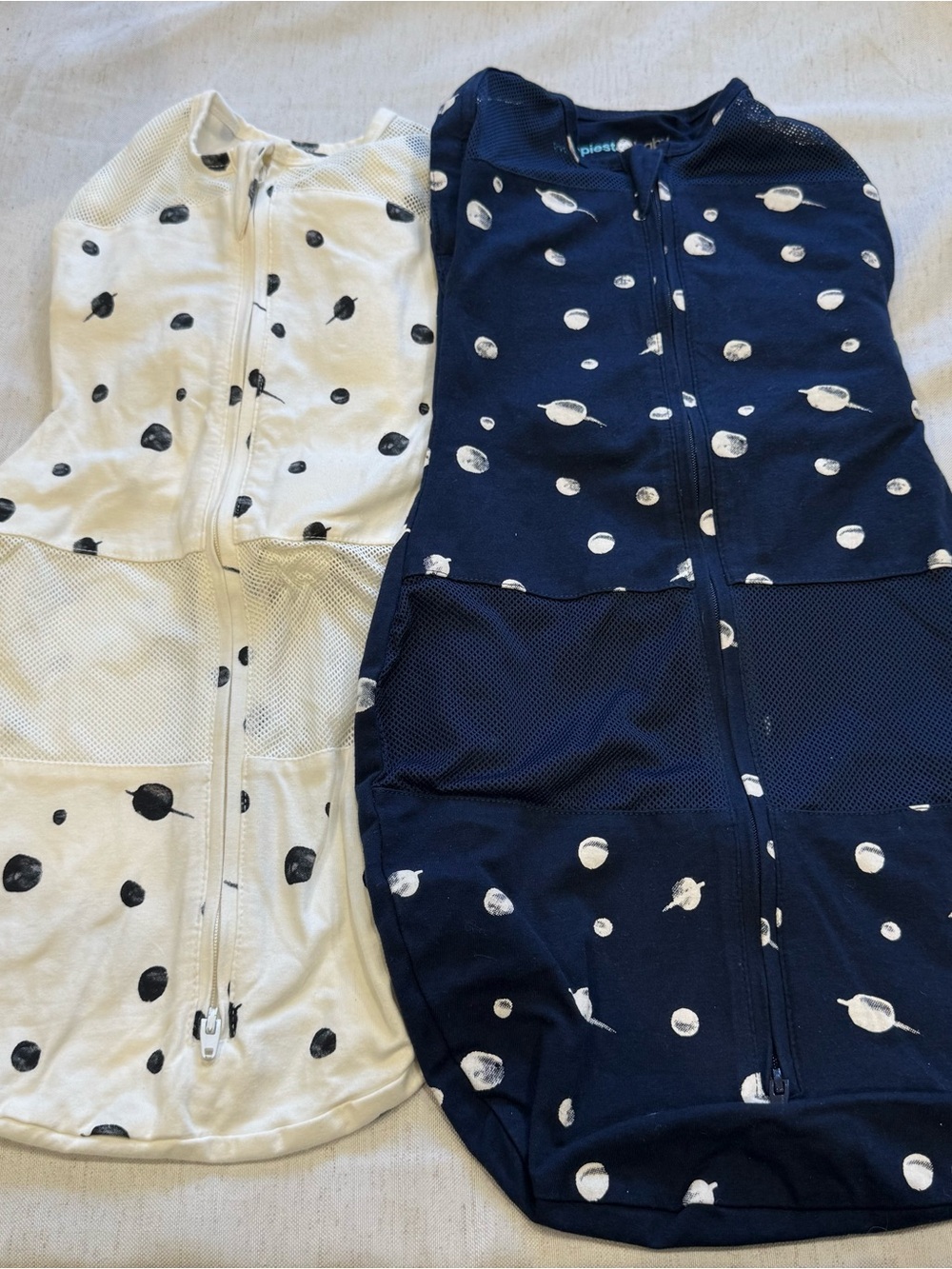 Kids Sleep Sack Swaddle - Navy & Cream Polka Dot